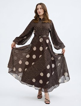 balon kol düğmeli elbise, 