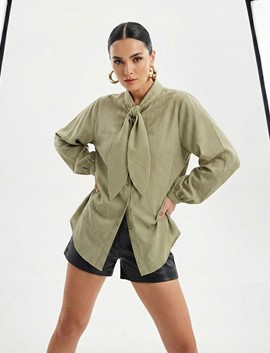 çizgili fularlı bluz, 